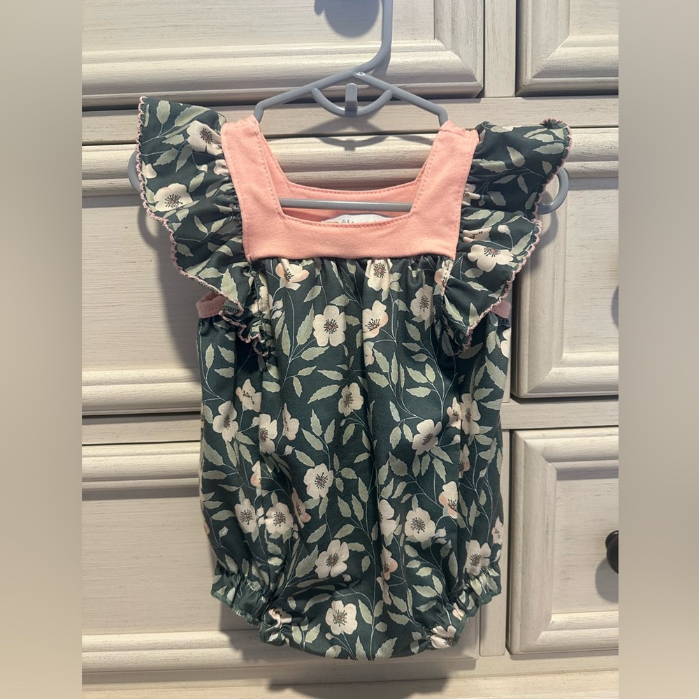 Spring Floral Ruffle Sleeve Bodysuit